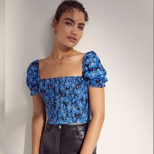 Wilfred New Smocked Top/ Blouse in Black Baltic Sea (BNWT)